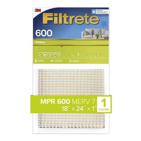 3M Filtrete 18 In. W X 24 In. H X 1 In. D 7 MERV Pleated Air Filter 1 Pk